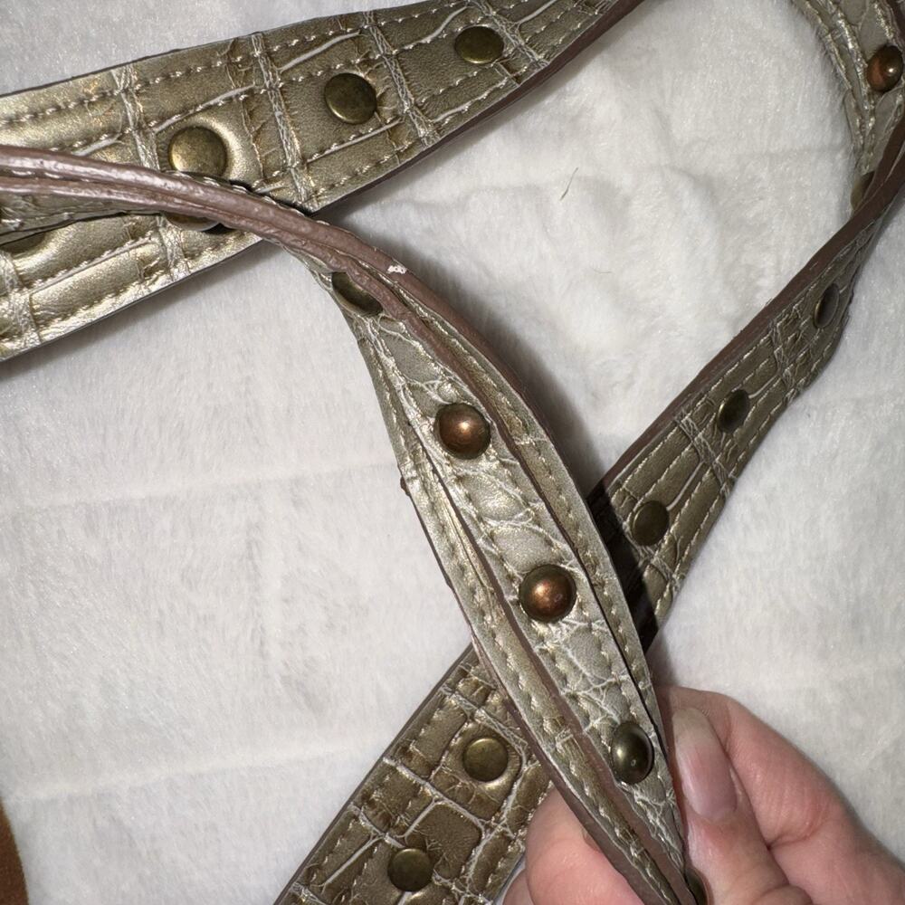 Vintage Kathy Van Zeeland Brown Suede Hobo Shoulder Bag Croc Embossed Y2K Purse - Picture 9 of 11